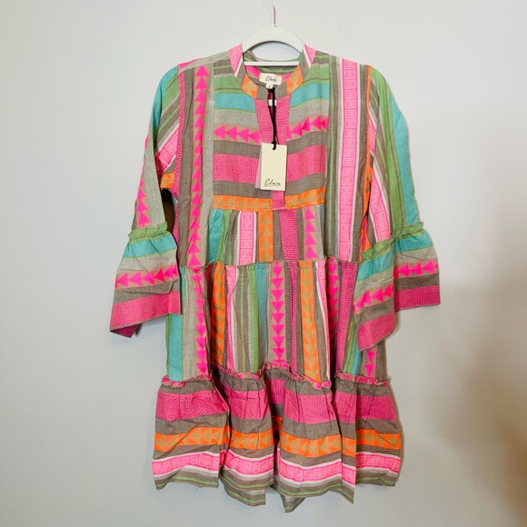 Elan Multicolor Mini Dress in Pink, Orange & Mint - Picture 4 of 9